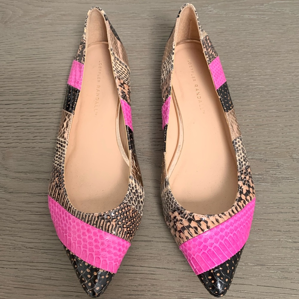 Loeffler Randall metallic snake print flats